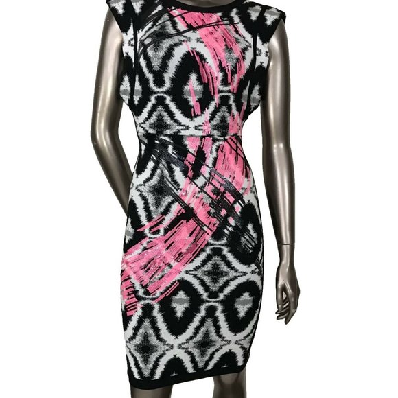Herve Leger Sequin Cap Sleeves Jacquard Dress XXS
